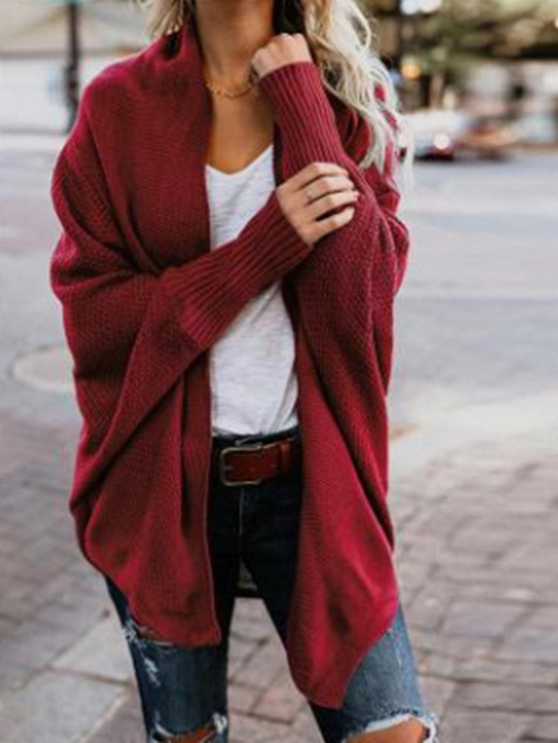 Bat Ssleeve Plus Size Knitted Cardigan Sweater