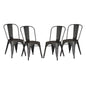 Set of 4 Stackable Metal Dining Chairs, Modern Industrial Slat Back