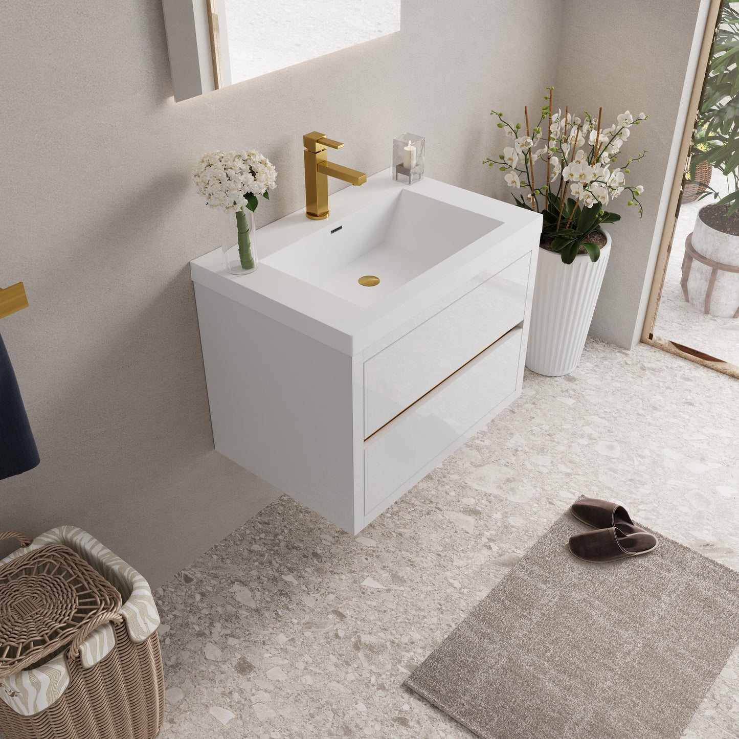 30" Wall-Mounted Bathroom Vanity with Sink