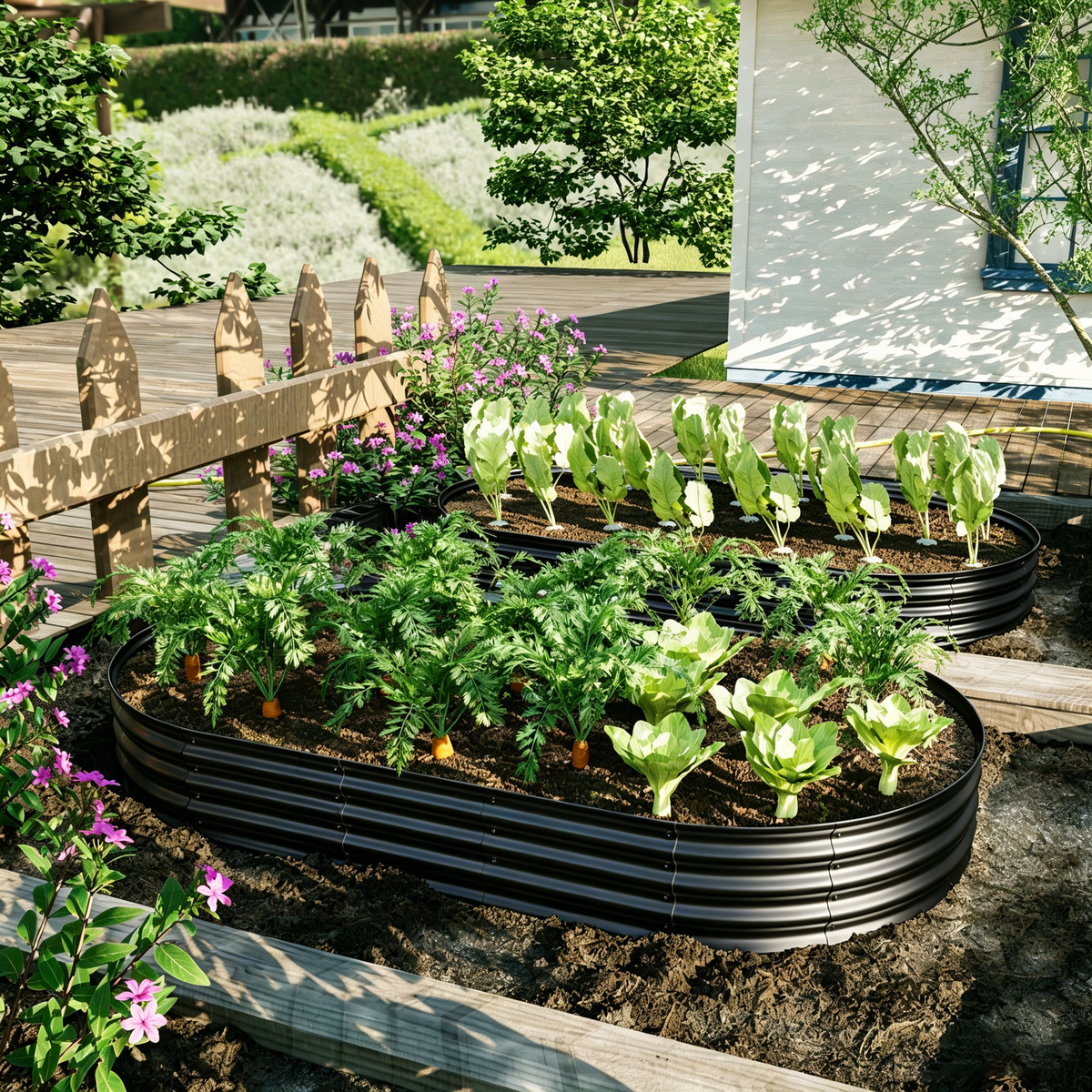 Galvanized Raised Garden Bed with Rust-Proof Design - Black or Green