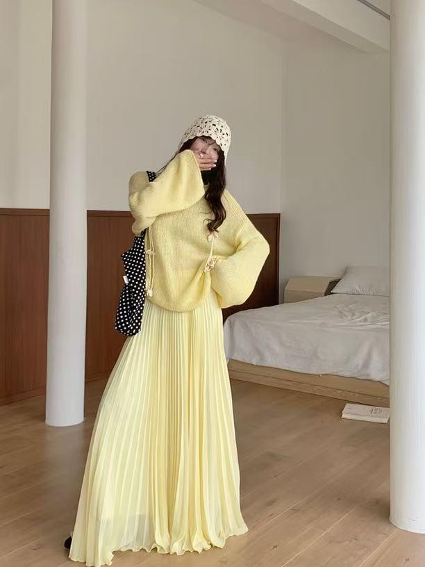Spring And Summer New Plus-Size Pleated Skirt For Women, Stylish Pleated A-Line Long Skirt, Chiffon High-Waisted Tulle Skirt For Plus-Size Women