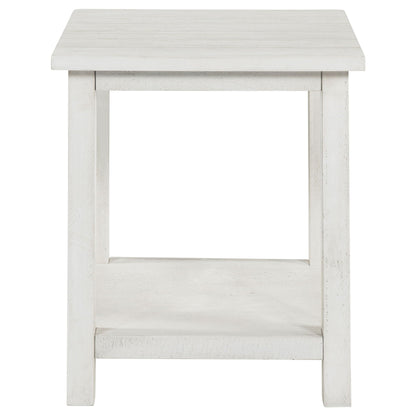 Payne Wood End Table with Shelf Distressed White