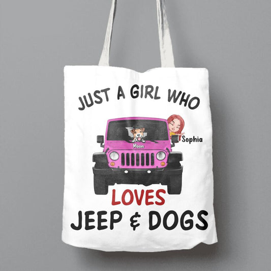 Personalized Dog Mom & Off-road Canvas Bag - Up to 5 Dogs - Best Gift For Dog Lovers/Mother's Day - Just A Girl