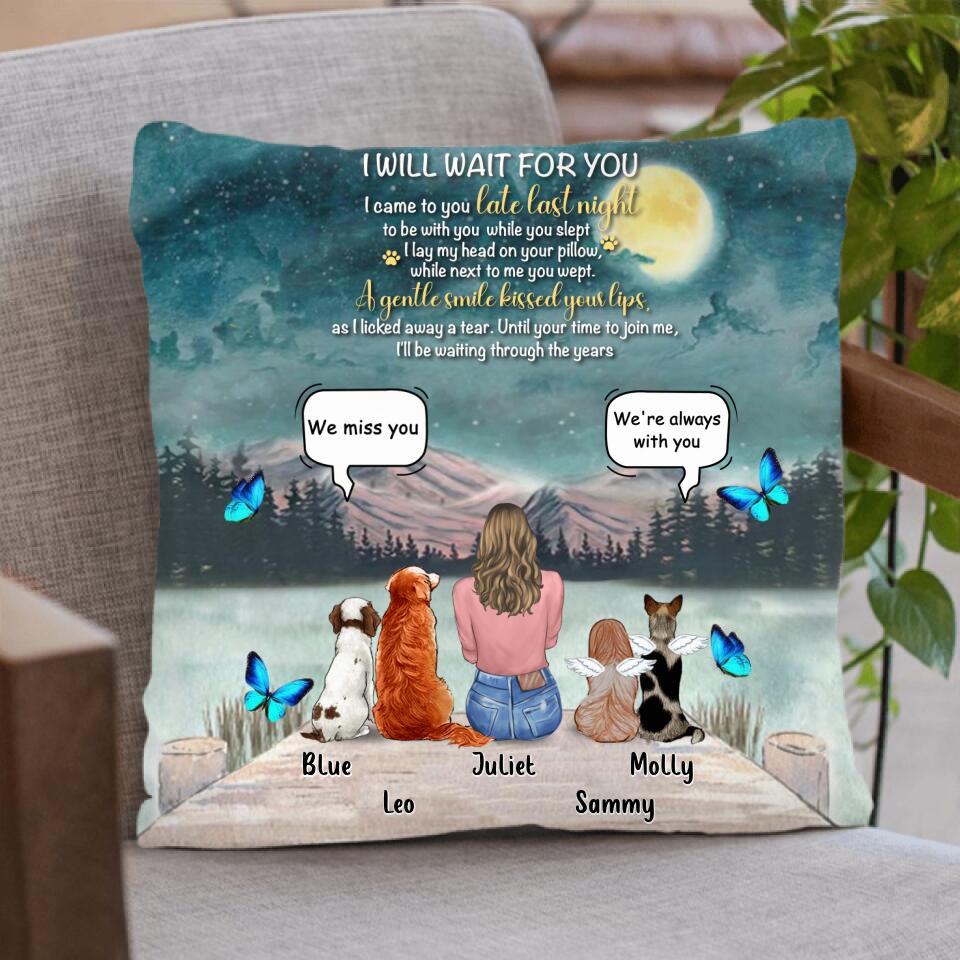 Personalized Dog Mom/Dog Dad Fleece Thrpw Blanket/Quilt/Pillow Cover - Gift Idea For Dog Lover with up to 4 Dogs - I Will Wait For You
