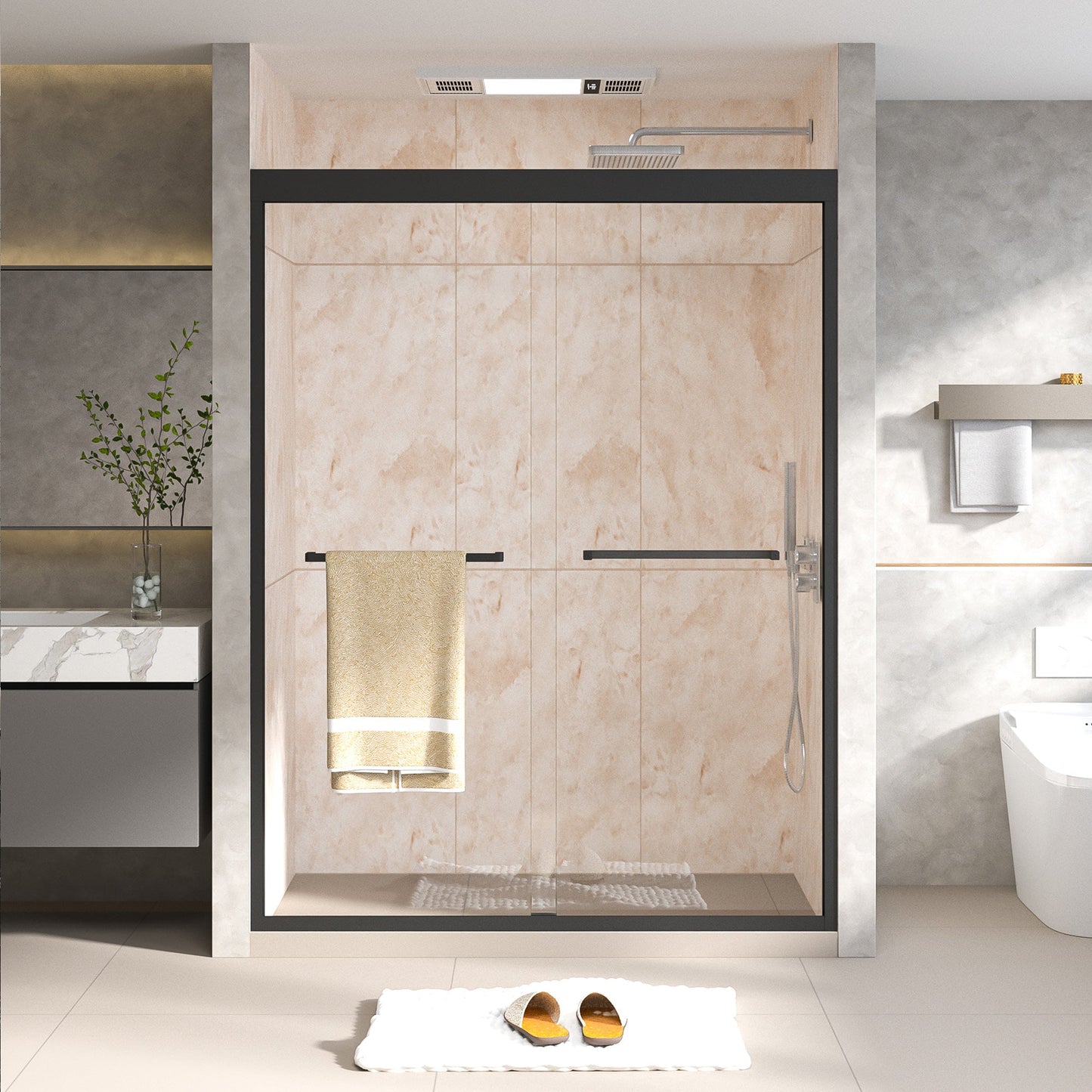 50-54W x 70H Semi-Frameless Double Sliding Shower Door