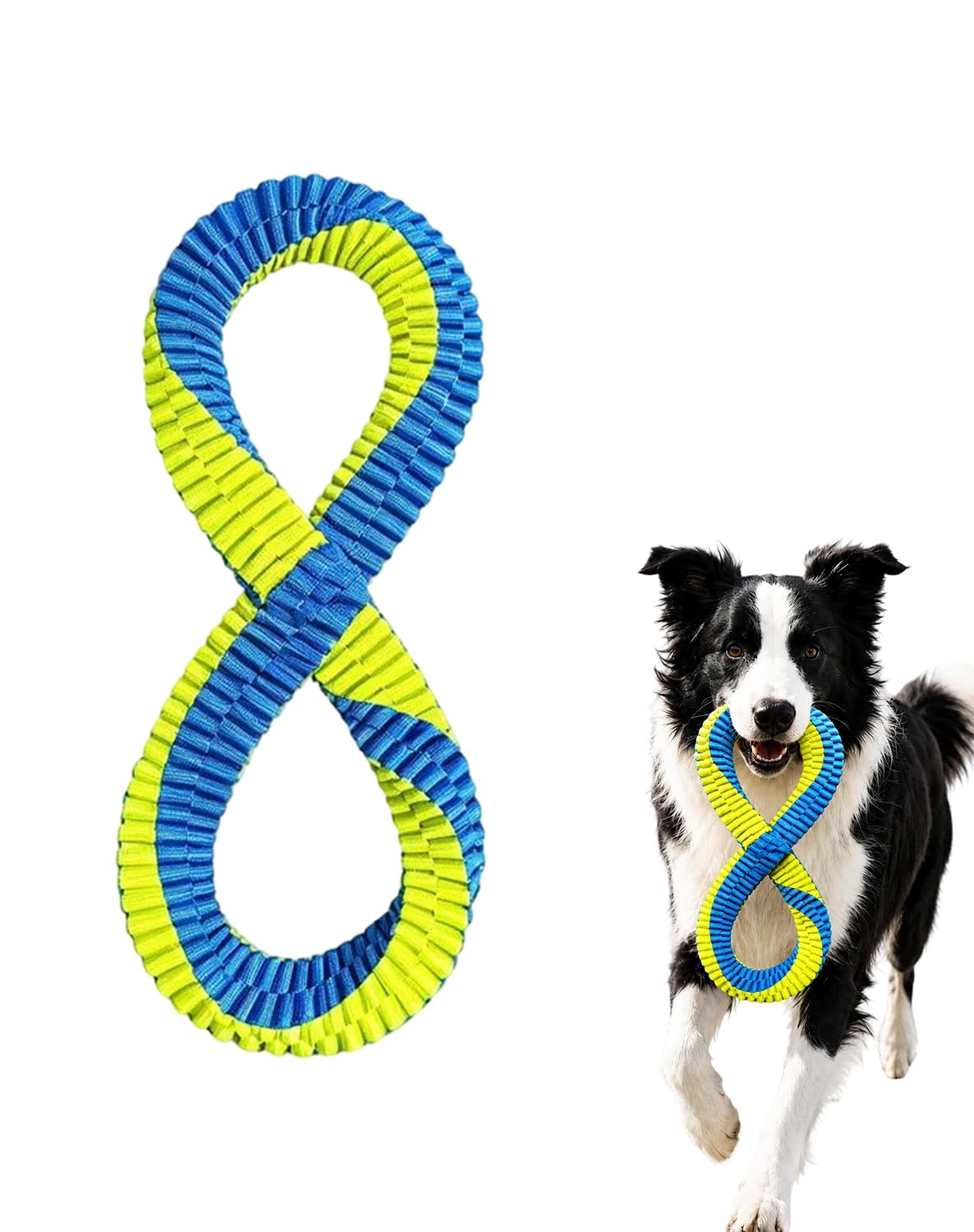 Dental Cleaning Tug Toy For Dogs, Dog Dental Toy, L With Textured Dental Weave, Washable Two Loop Figure 8 Design For Supervised Tugging, Chewing And Fetch