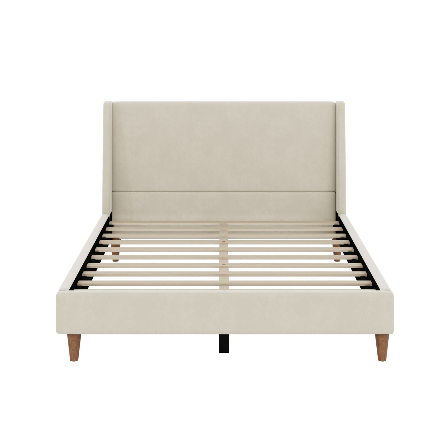 Upholstered Modern Platform Bed With Wingback Headboard