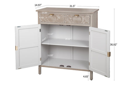 Hand-Carved Accent Cabinet with Drawer and Doors