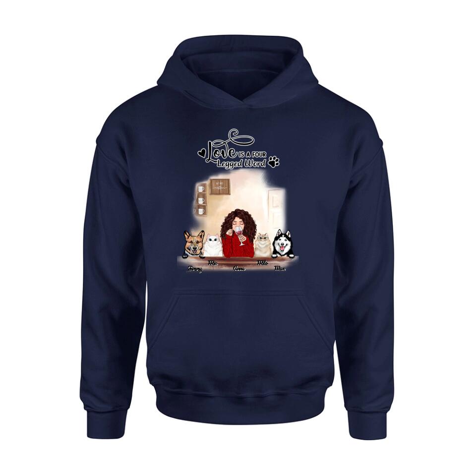 Personalized Dog Cat T-shirt/Hoodie/Sweatshirt - Gift for Dog Mom/Cat Mom - Up to 4 Pets