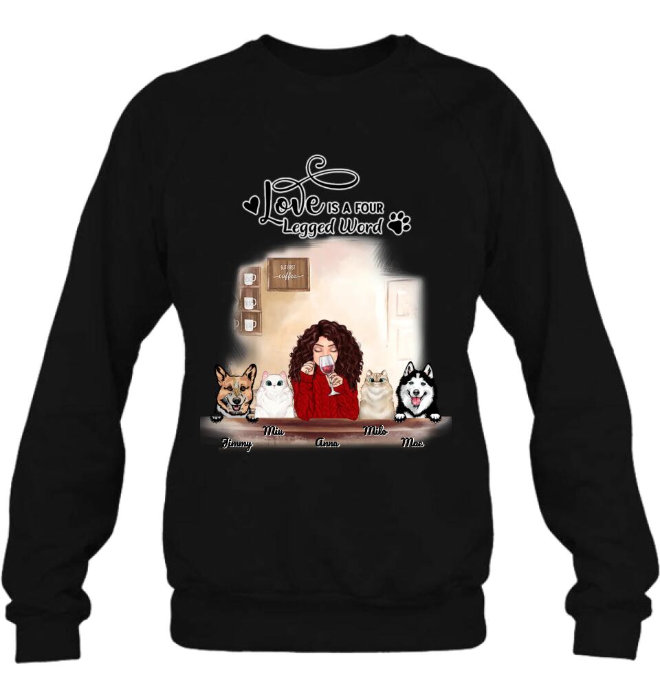 Personalized Dog Cat T-shirt/Hoodie/Sweatshirt - Gift for Dog Mom/Cat Mom - Up to 4 Pets