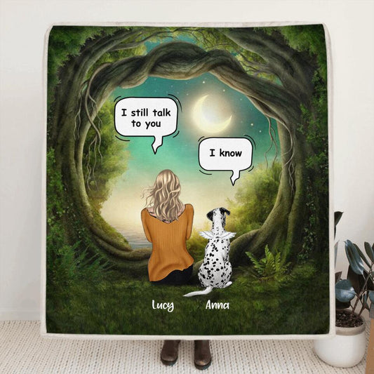 Personalized Dog Memorial Pillow Cover/Quilt/Fleece Blanket - Up to 5 Pets - Best Gift For Dog Lover - I Still Talk To You