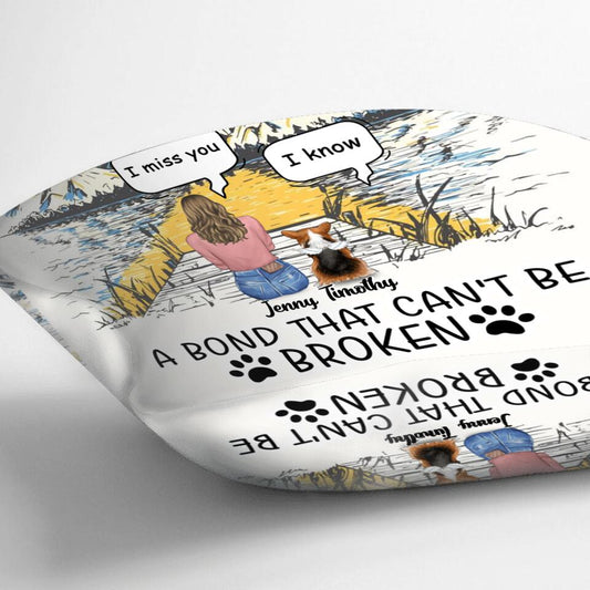 Personalized Memorial Dog Pillow Cover - Up To 5 Dogs - Gift Idea For Dog Lovers - A Girl And Her Dog A Bond That Can't Be Broken