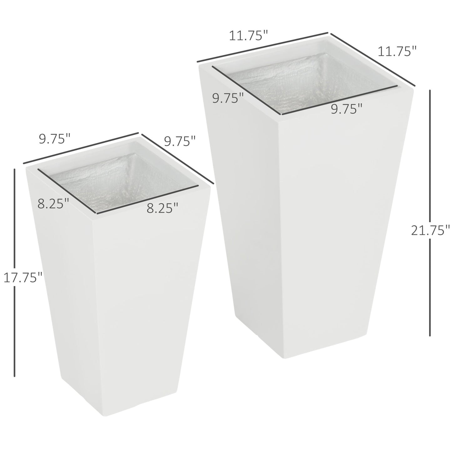 Flower Pots 2-Pack Outdoor Planter Set with Drainage Holes