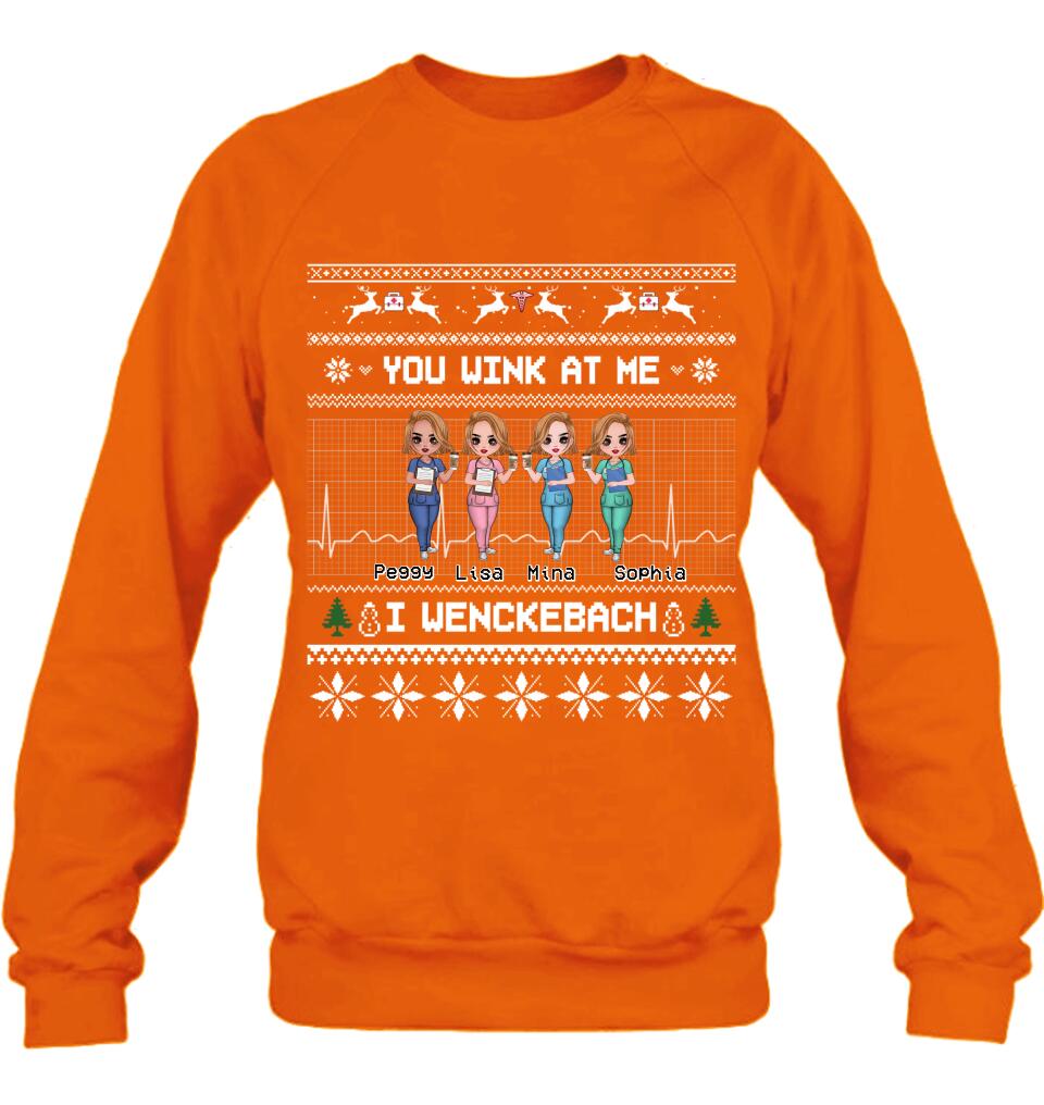 Personalized Nurses Shirt - Up to 4 Nurses - Christmas Gift Idea for Nurses/Friends/Besties - You Wink At Me I Wenckeback