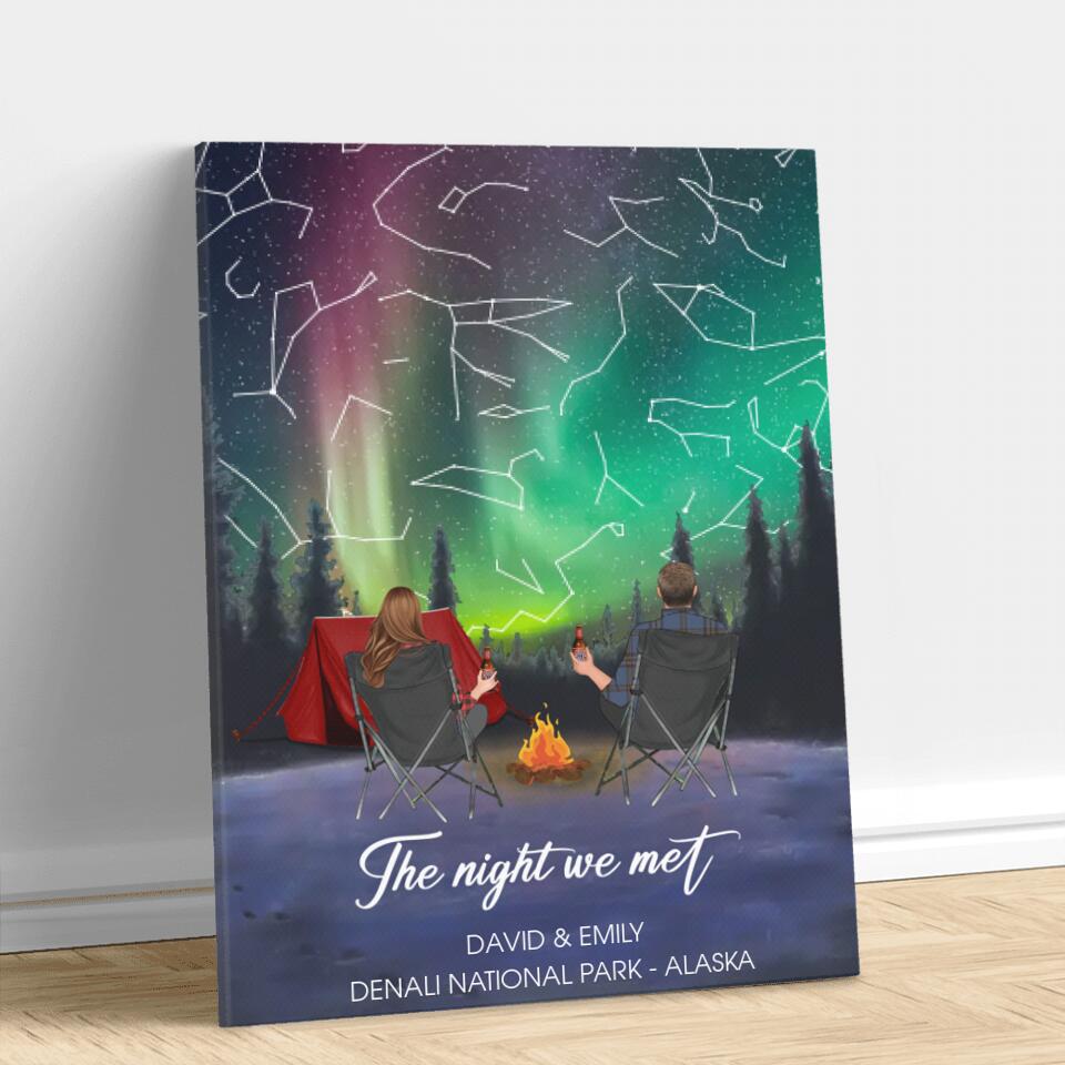 Personalized Camping Couple Canvas - Anniversary Gift for Couple - The Night we Met