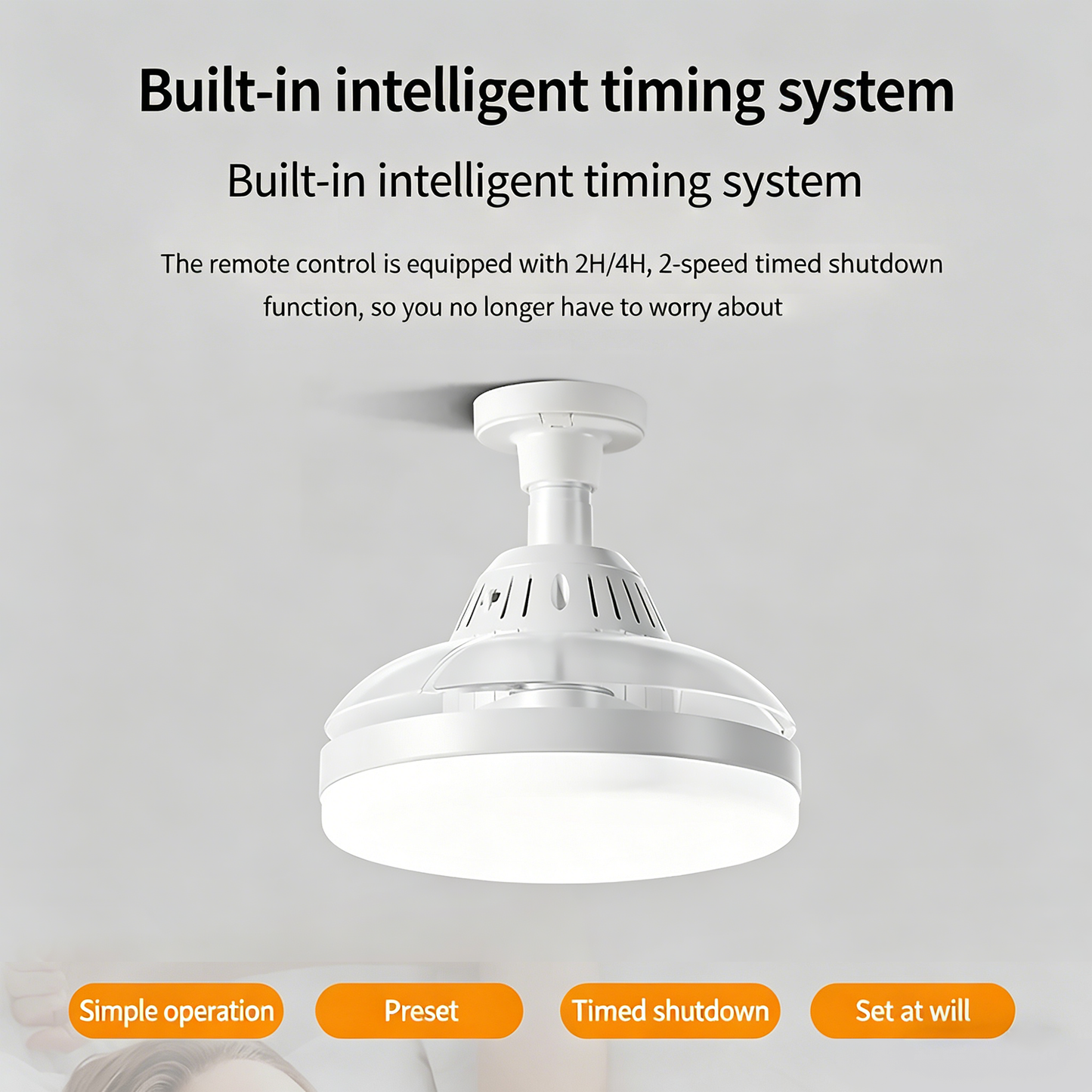 Bulb-Type Small Size Ceiling Fan With Retractable Blades