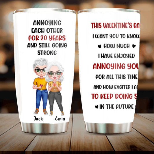 Personalized Couple Tumbler - Gifts for Couples, Lovers, Husband and Wife - Annoying Each Other - Happy Valentine's Day