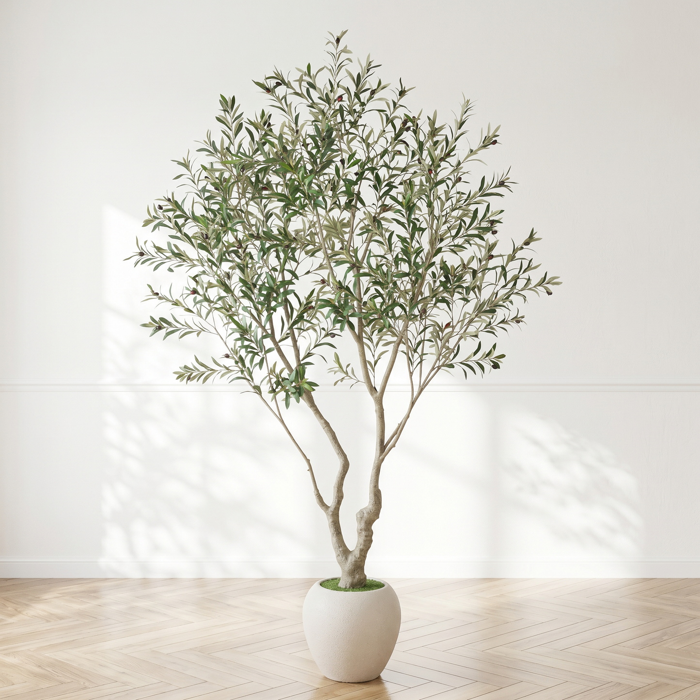 8FT Artificial Olive Tree with Decorative White Planter