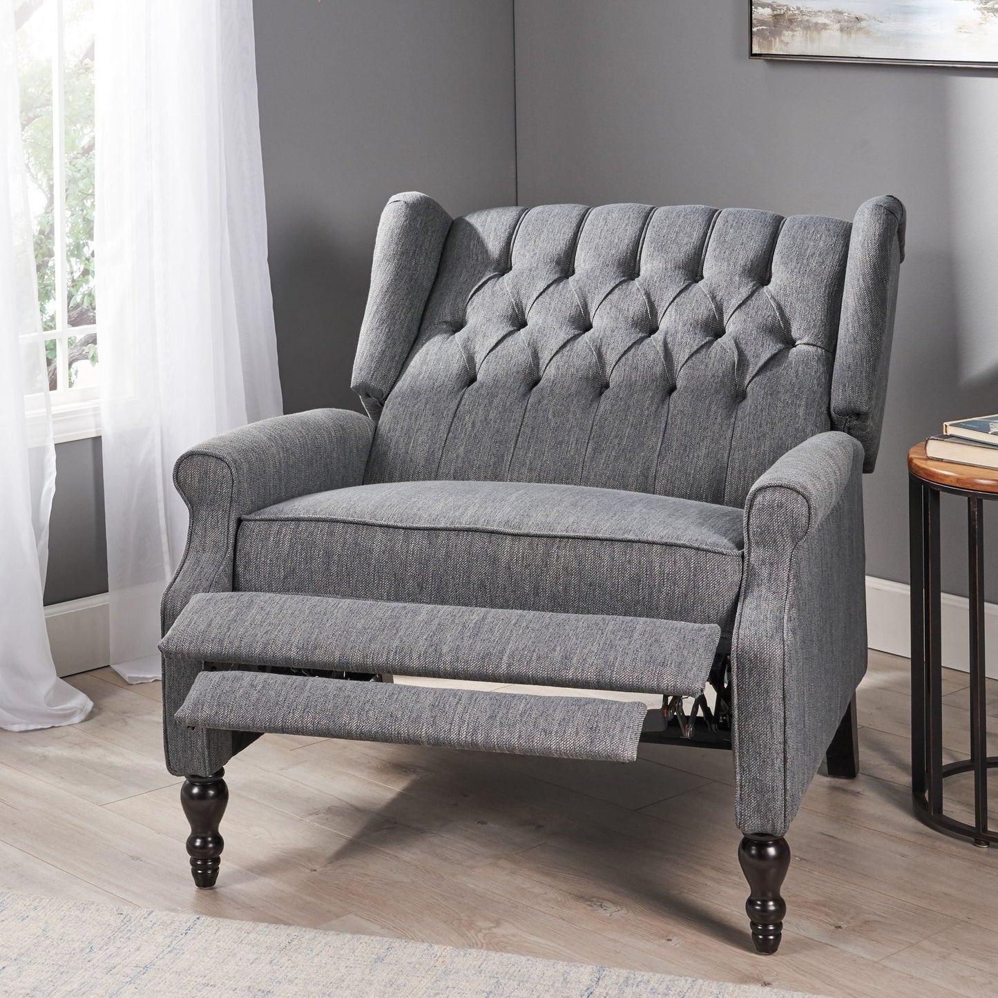 Dunham Contemporary Fabric Tufted Oversized Pushback Recliner