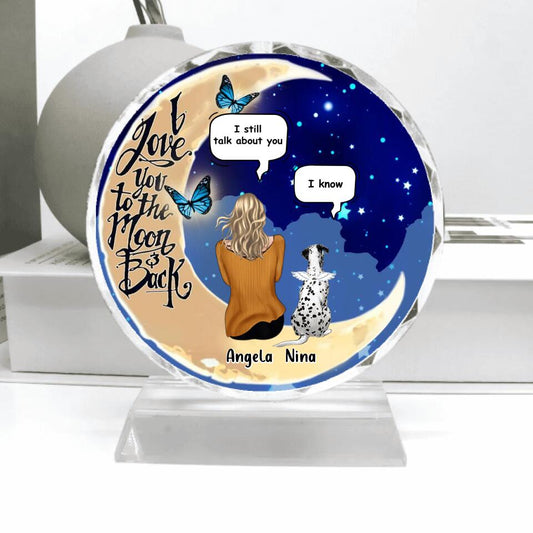 Personalized Memorial Pet Moon Crystal Pendulum - Up to 4 Pets - Best Gift For Dog/Cat Lover - I Love You To The Moon & Back