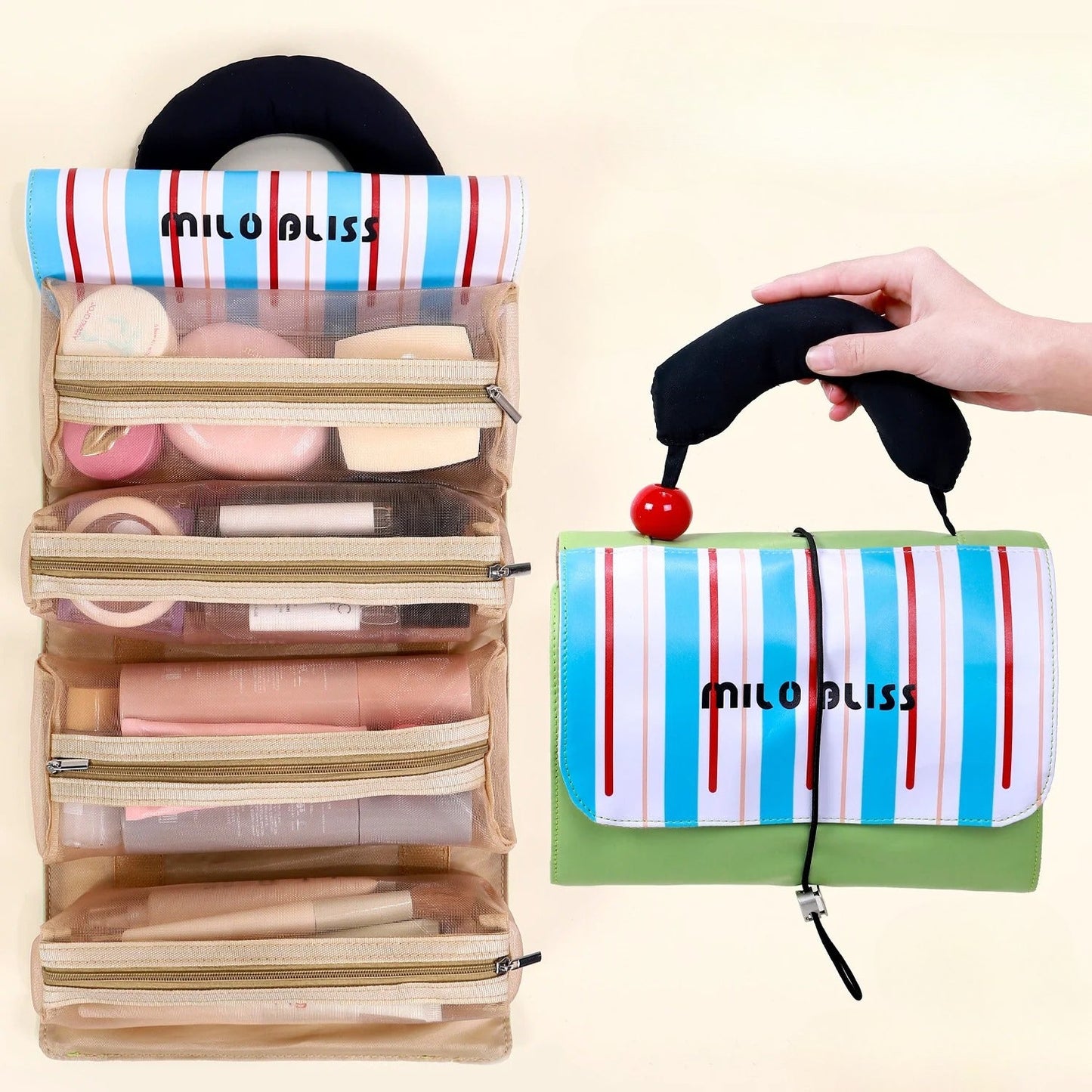 Large Foldable Detachable Toiletry Bag – Premium Portable Travel Cosmetic Case, Women’s Makeup Organizer