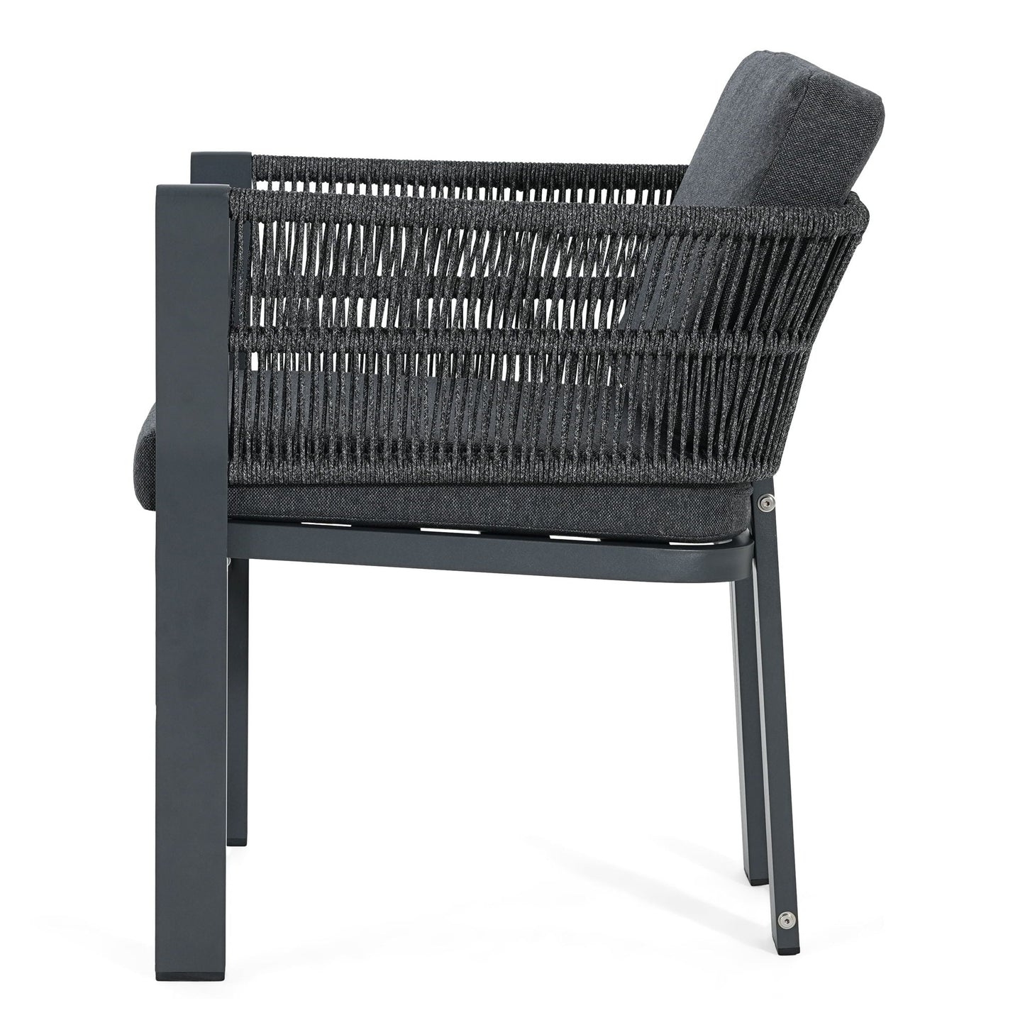 7 Piece Outdoor Dining Set With Table And 6 Chairs - Black / Teak / Gray
