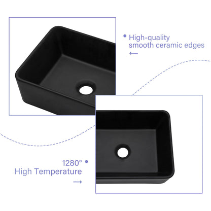 Sleek Ceramic Rectangular Vessel Bathroom Sink