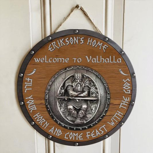 Personalized Viking Wooden Sign - Gift Idea For Viking Lovers - Welcome To Valhalla