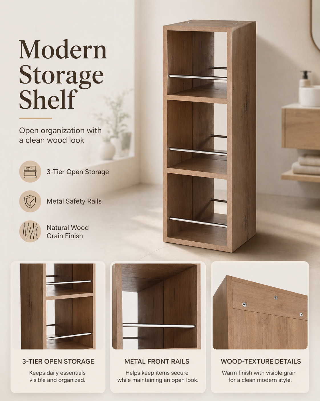 10'' Wall Mounted Bathroom Mirror Cabinet with Open Storage