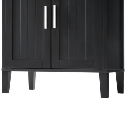 Freestanding Tall Bathroom Cabinet With Soft Close Doors And Adjustable Shelves