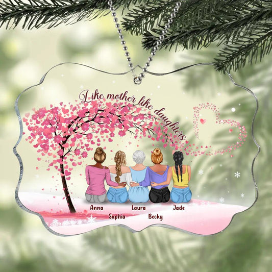 Personalized Mom & Daughters Rectangle Acrylic Ornament - Gift Idea For Mom/Mother's Day Gift Idea - Up to 4 Daughters - Like Mother Like Daughter