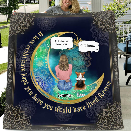 Personalized Memorial Pet Quilt/Fleece Blanket - Up to 4 Pets - Gift Idea For Dog/Cat/Bunny Owners - If Love Could Have Kept You Here You Would Have Lived Forever