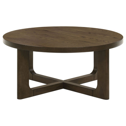 Kessler Round Sculptural Wood Coffee Table Brown