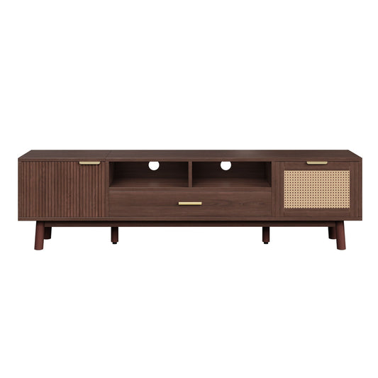 TV Stand for 75" TVs with Soft-Closing Doors and Drop-Down Cabinet