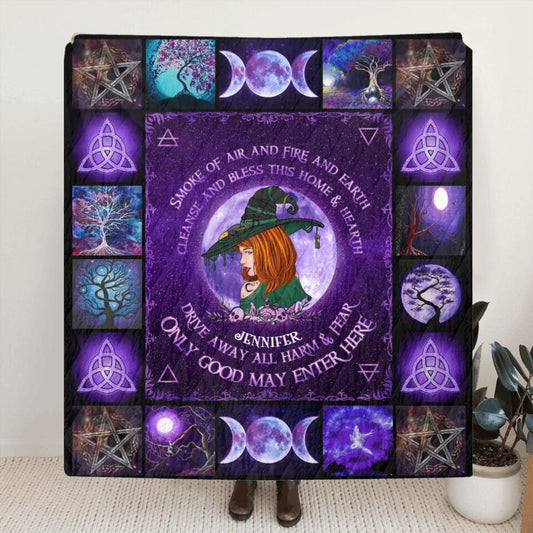 Personalized Witch Quilt/Fleece Throw Blanket - Gift Idea For Witch Lovers/Halloween - Only Good May Enter Here