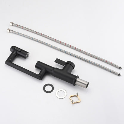 Bathroom Sink Faucet With Spray Function And Temperature Display, Anti Skid Switch, 360 Degree Rotary