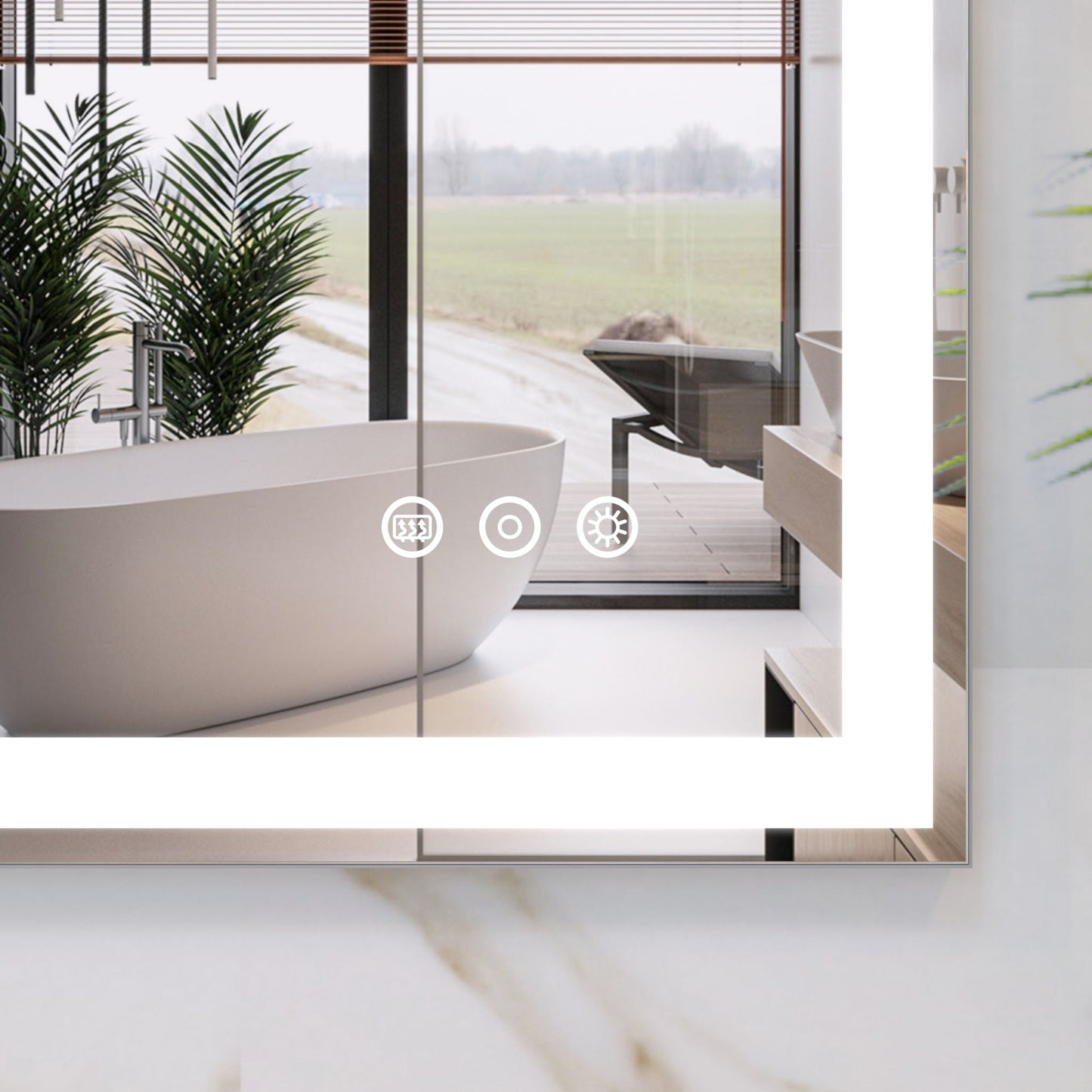 LED Bathroom Vanity Mirror Wall Mounted Adjustable / Warm / Natural Lights Anti-Fog Touch Switch With Memory Modern Smart Large Bathroom Mirrors