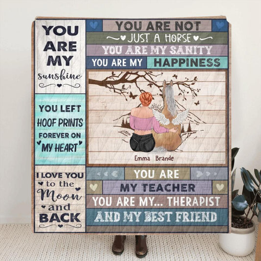 Personalized Horse Mom/Dad Quilt/Fleece Throw Blanket - Gift Idea For Horse Lovers - Up to 4 Horses - You Are Not Just Horses