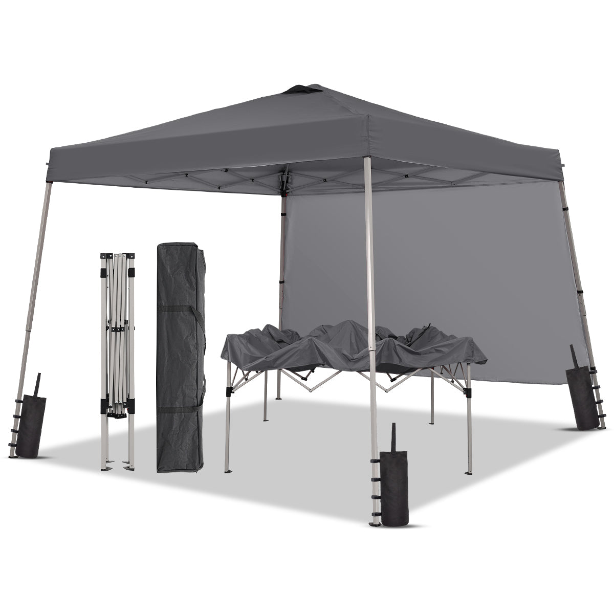 Ainfox 8ft x10ft Pop Up Canopy Tent, Portable Gazebo, Outdoor Canopy for Events With 1/2 SideWall and 4 Sandbags