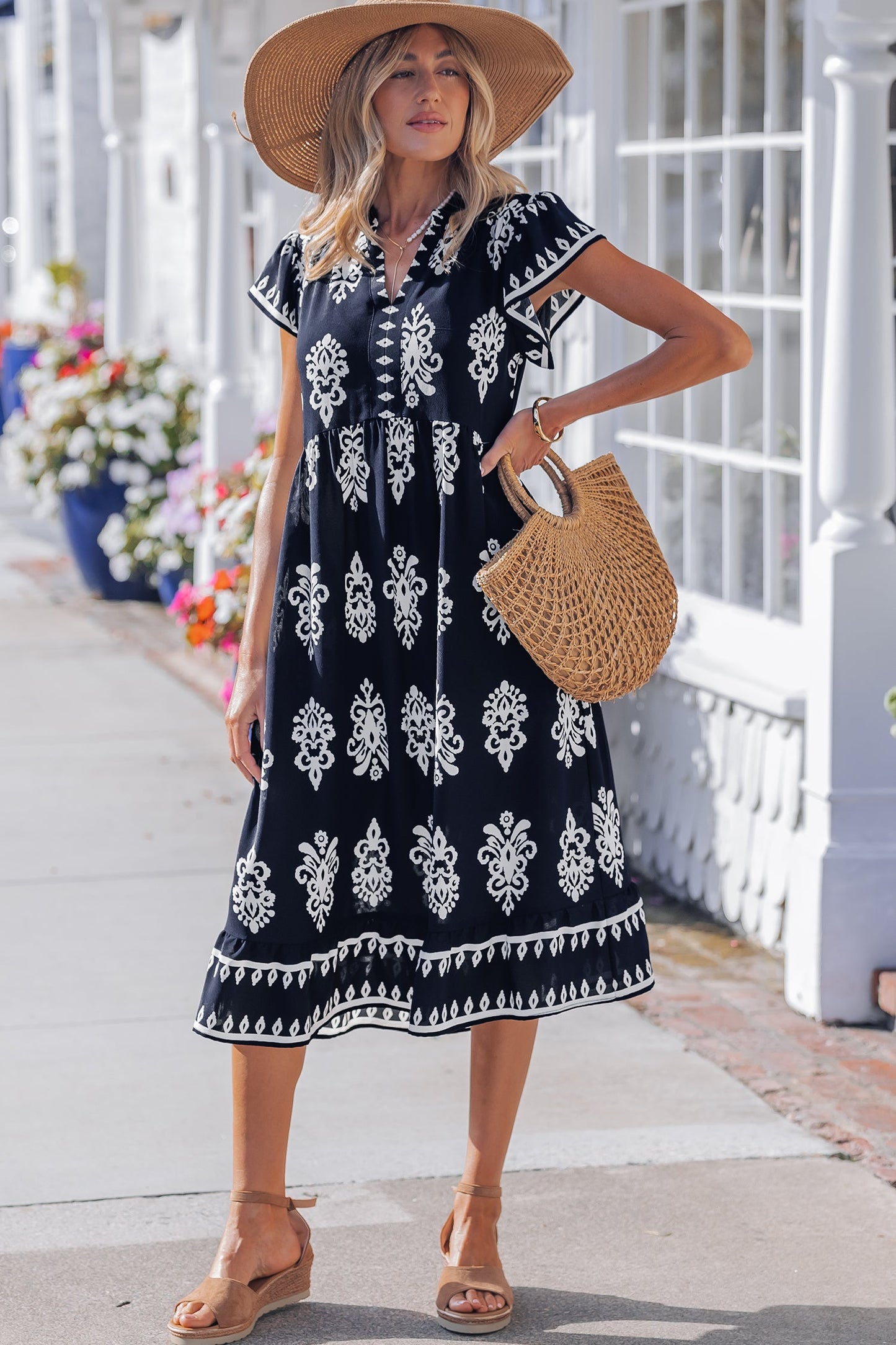 Halo Short Sleeve Midi Dress