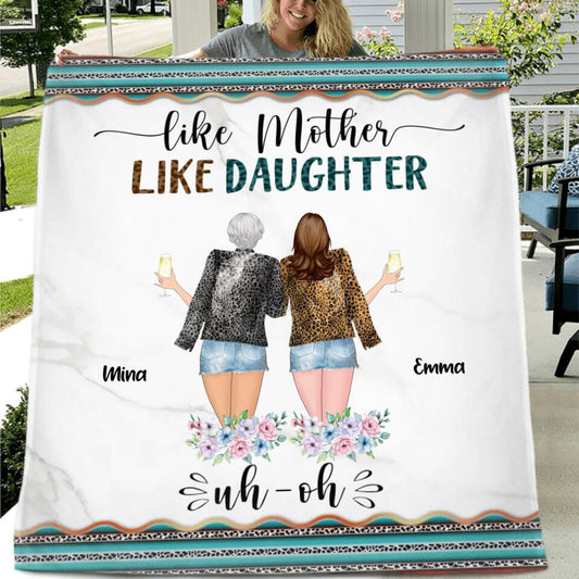 Personalized Mother & Daughter Fleece Throw Blanket/Quilt - Gift Idea For Daughter - Mother's Day Gift From Daughter - Like Mother Like Daughter