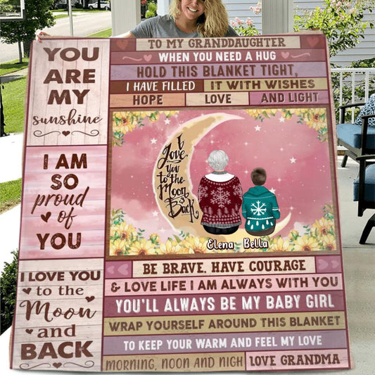 Personalized To My Granddaughter Quilt/Fleece Throw Blanket - Gift Idea For Granddaughter - You Are My Sunshine