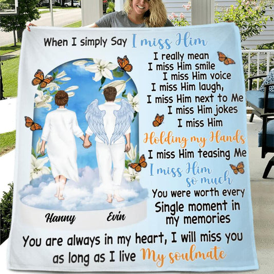 Personalized Memorial Couple Quilt/Fleece Throw Blanket - Memorial Gift Idea For Couple - You Are Always In My Heart