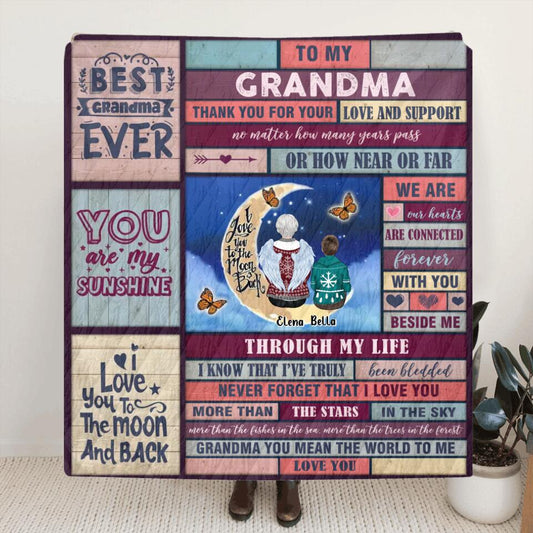 Personalized To My Grandma Quilt/Fleece Throw Blanket - Gift Idea For Grandma From Grandkid - Up to 3 Kids - Best Grandma Ever