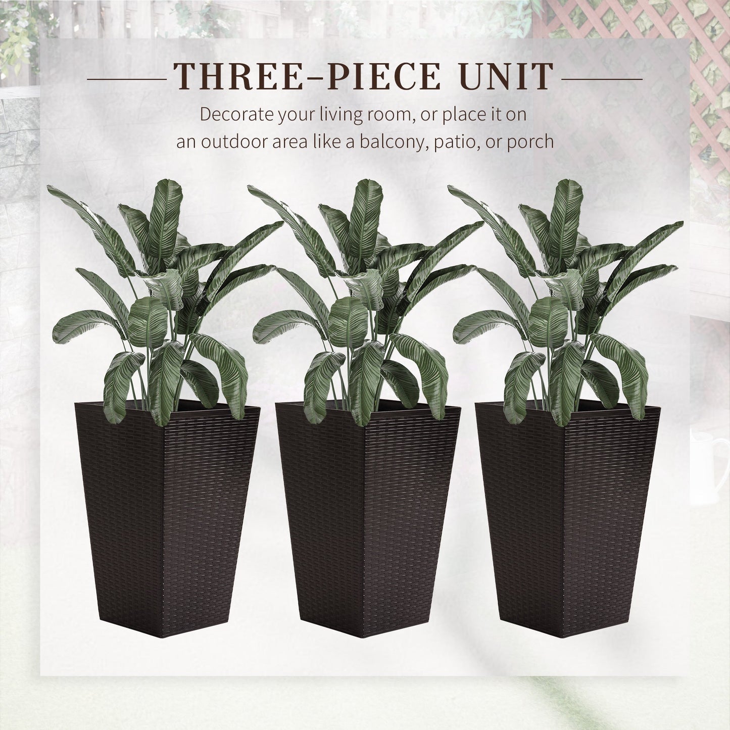 Outsunny Set of 3 Tall Planters