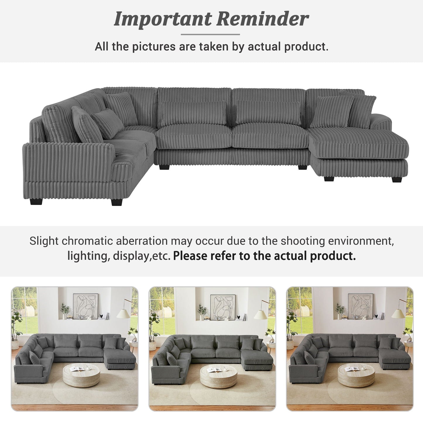 Oversized Sectional Sofa U - Shaped Sofa Couch Modern Sofa Upholstered In Soft With A Chaise Lounge For Living Room