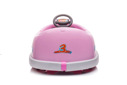 Bumper Car For Kids, 12V Dual Drive 1-6 Years Old Children's Electric Car With Pushrod Dinner Plate USB Bt Music Rocking Horse Mode Anti-Collision Bumper Ride On Car