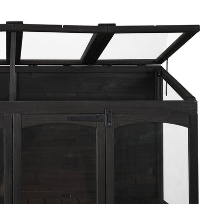 TOPMAX 78-inch Wooden Greenhouse Cold Frame with 4 Independent Skylights and 2 Folding Middle Shelves