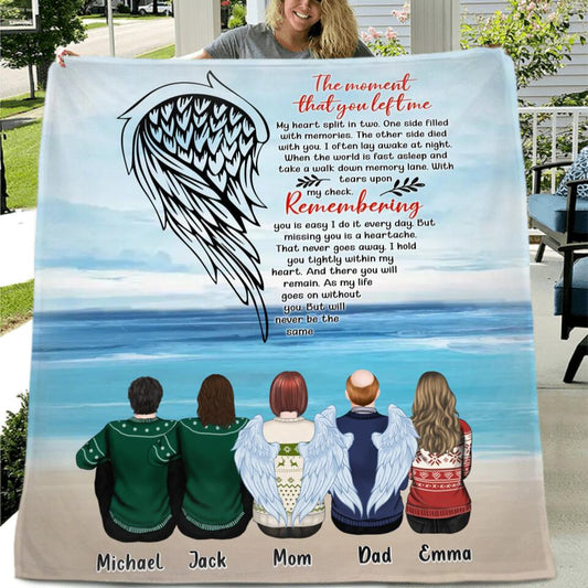 Personalized Memorial Family Quilt/Fleece Throw Blanket - Memorial Gift Idea For Family Member - Up to 5 People - The Moment That You Left Me