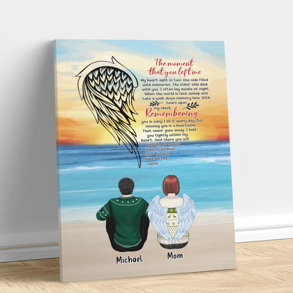 Personalized Memorial Family Canvas - Memorial Gift Idea For Family Member - Up to 5 People - The Moment That You Left Me